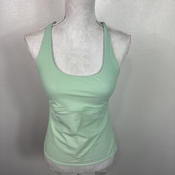 Prana women's M 2-Piece Tankini Top Boy Short Swimsuit Green Yellow EUC - Picture 2 of 12